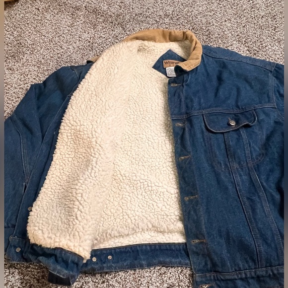 WRANGLER HERO SHERPA LINED WESTERN COWBOY TRUCKER DENIM JEAN JACKET Sz Mens XL - Picture 7 of 13